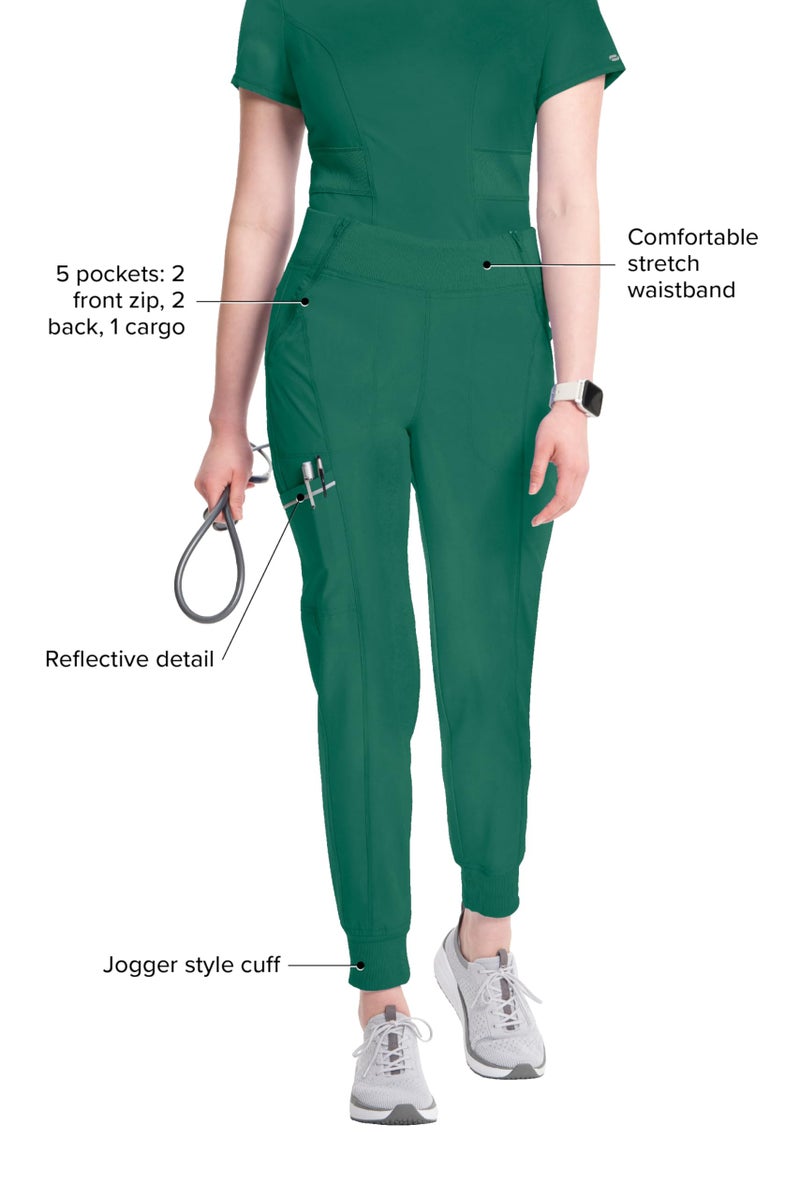 Cherokee Infinity Womens Scrub Jogger Pants, Mid Rise, Moisture Wicking, Wrinkle-Resistant, 360 Stretch, 5 Pockets - CK110A, M, Hunter Green - Image 3